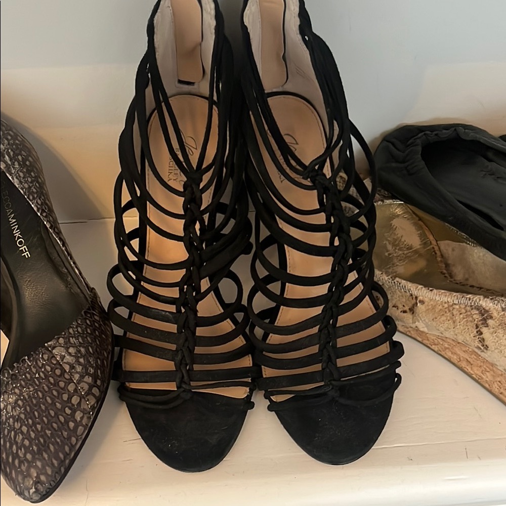 Women's Black Strappy Heels